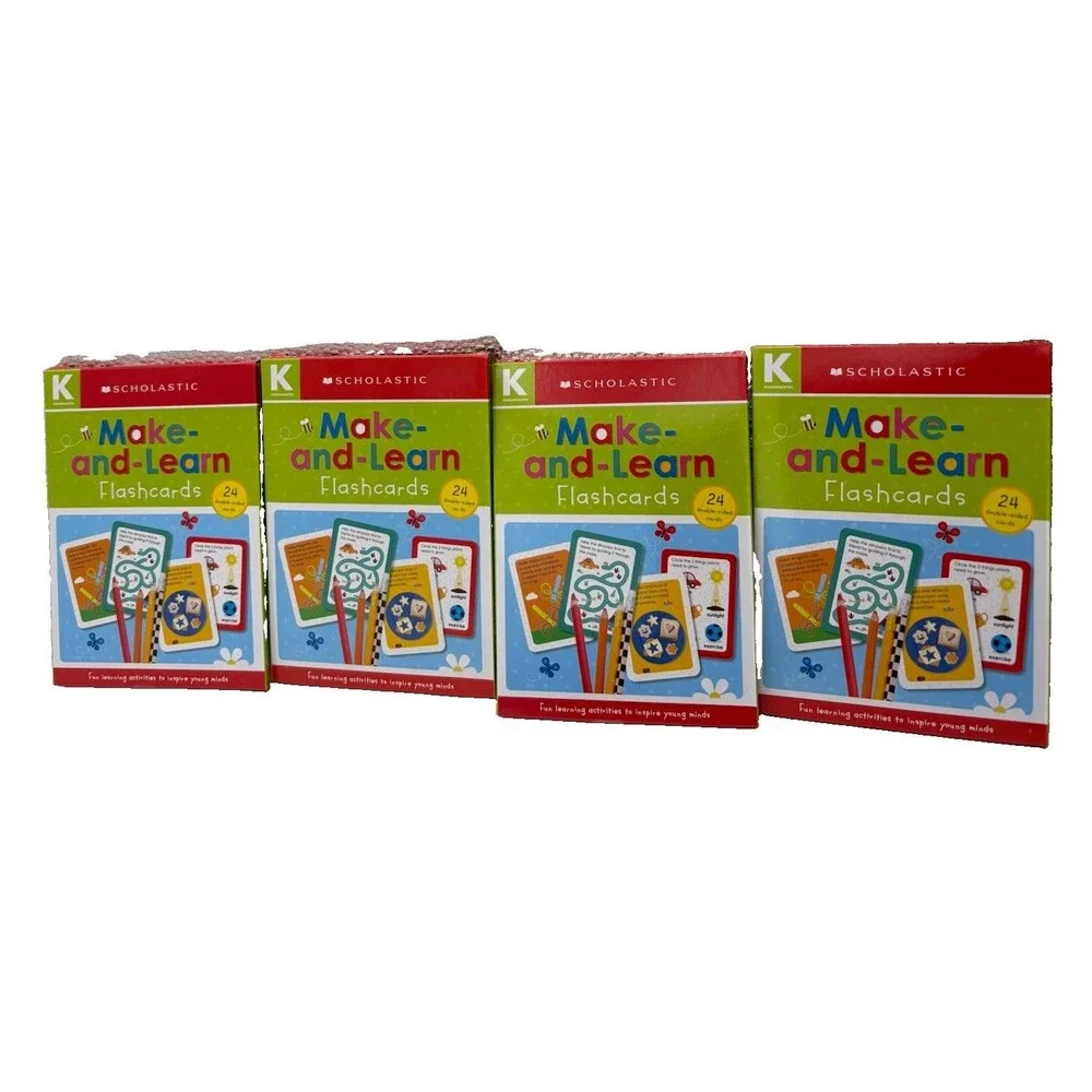Lot of 4 Scholastic Kindergarten Make and Learn Flashcards 24 Cards New